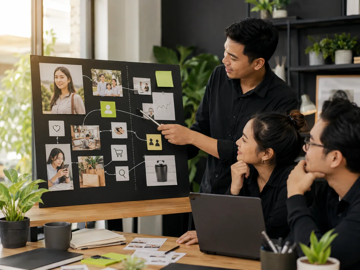 Kerangka membuat buyer persona pelanggan ideal: identitas, latar belakang, kebutuhan, tantangan, dan kebiasaan belanja