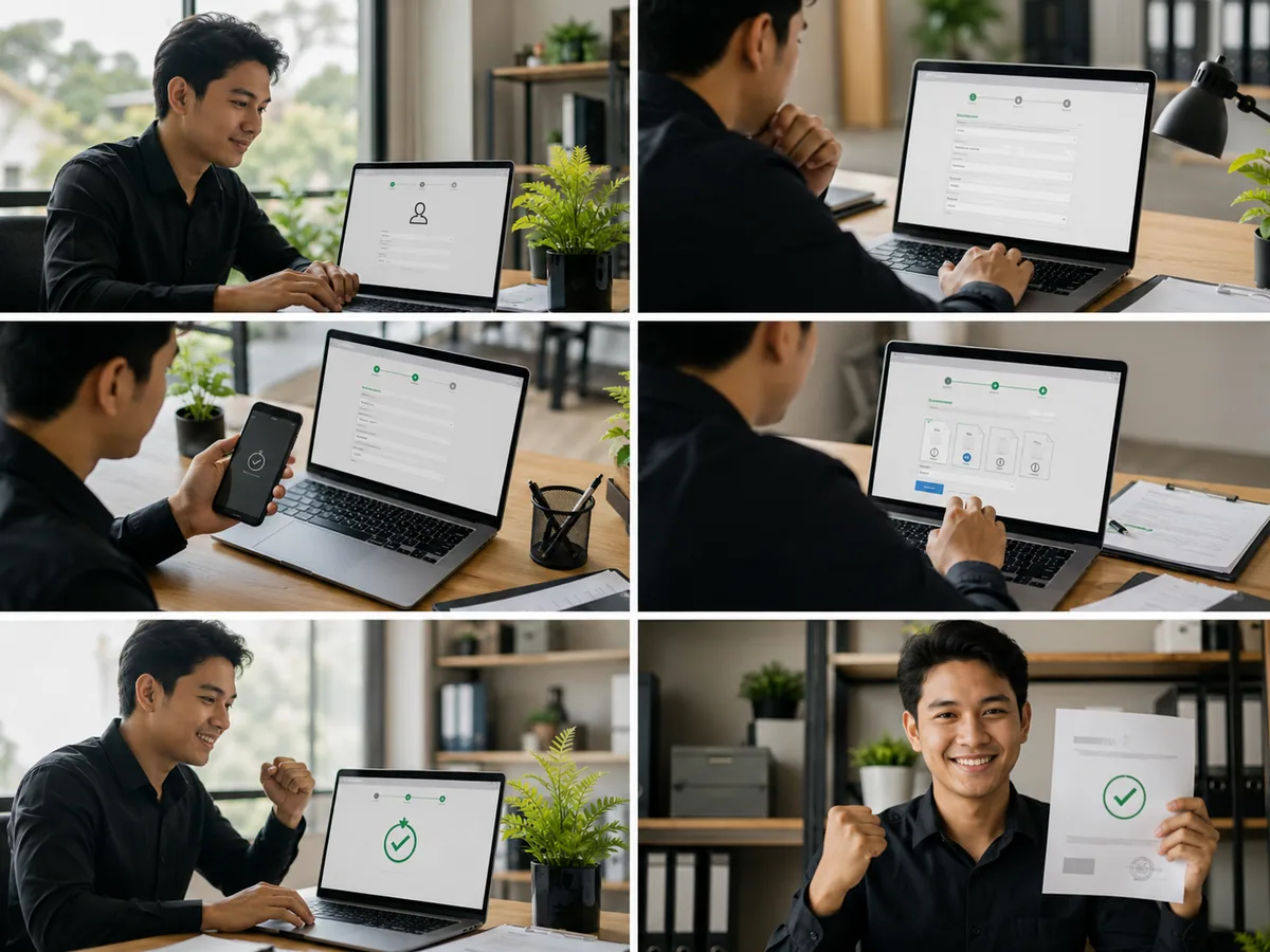 Alur langkah pendaftaran NIB online di OSS dari membuat akun, mengisi data, sampai NIB terbit