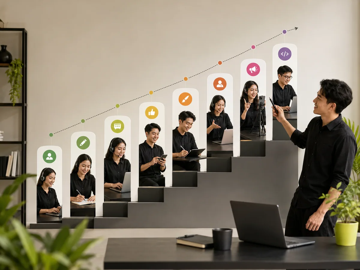 Diagram perbandingan delapan jenis kerja online tanpa modal berdasarkan skill dan nilai penghasilan
